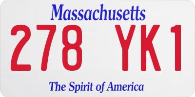 MA license plate 278YK1