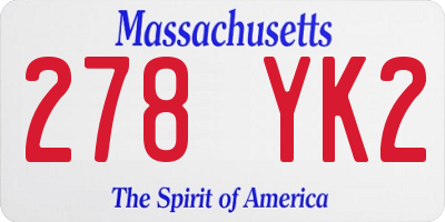 MA license plate 278YK2