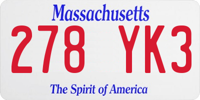 MA license plate 278YK3