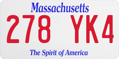 MA license plate 278YK4