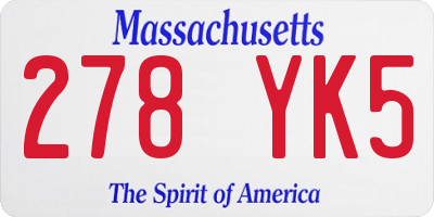 MA license plate 278YK5