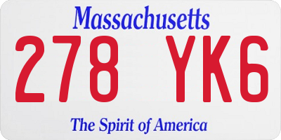 MA license plate 278YK6