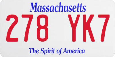 MA license plate 278YK7
