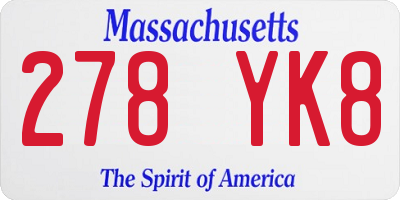 MA license plate 278YK8