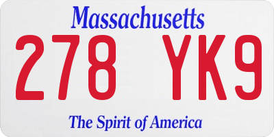 MA license plate 278YK9
