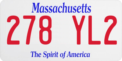 MA license plate 278YL2