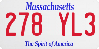MA license plate 278YL3