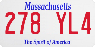 MA license plate 278YL4