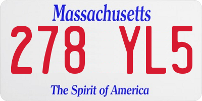 MA license plate 278YL5