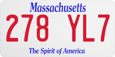 MA license plate 278YL7