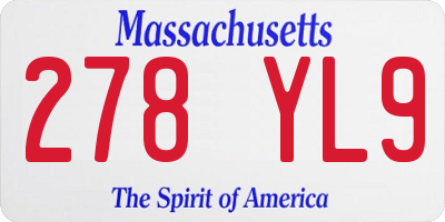 MA license plate 278YL9