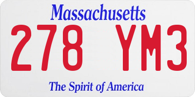 MA license plate 278YM3