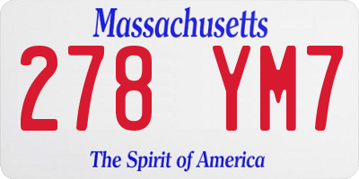 MA license plate 278YM7