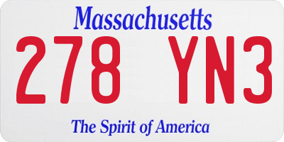 MA license plate 278YN3