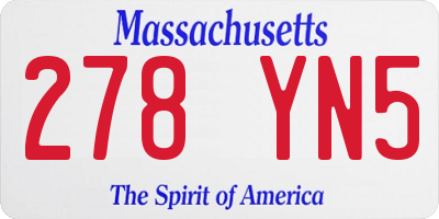 MA license plate 278YN5
