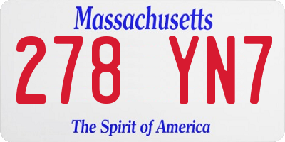 MA license plate 278YN7