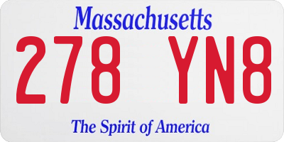 MA license plate 278YN8