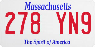 MA license plate 278YN9