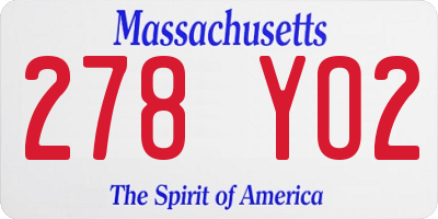 MA license plate 278YO2