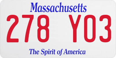 MA license plate 278YO3