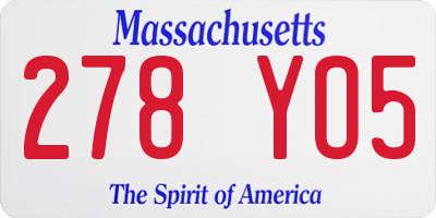 MA license plate 278YO5