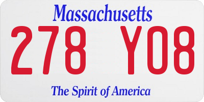 MA license plate 278YO8