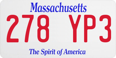 MA license plate 278YP3