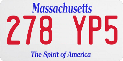 MA license plate 278YP5