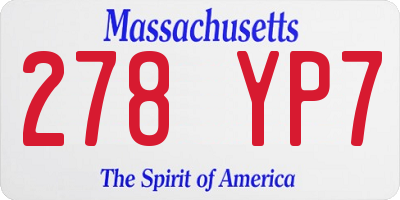 MA license plate 278YP7