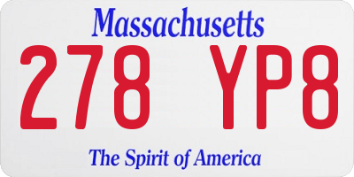 MA license plate 278YP8