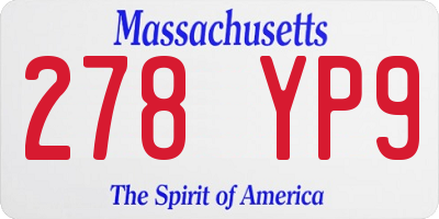 MA license plate 278YP9
