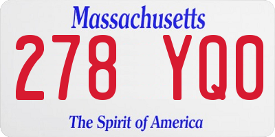 MA license plate 278YQ0