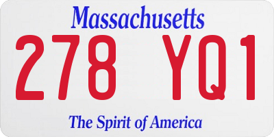 MA license plate 278YQ1