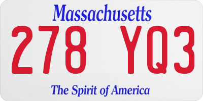 MA license plate 278YQ3