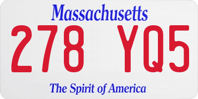 MA license plate 278YQ5