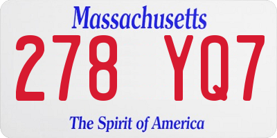 MA license plate 278YQ7