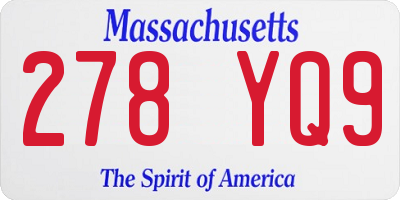 MA license plate 278YQ9
