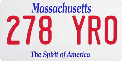 MA license plate 278YR0