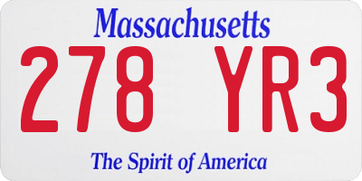 MA license plate 278YR3