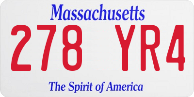 MA license plate 278YR4