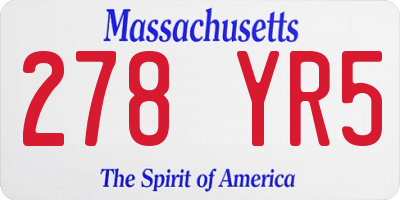 MA license plate 278YR5