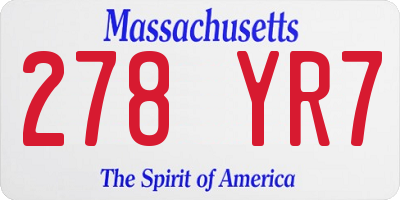 MA license plate 278YR7