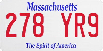 MA license plate 278YR9