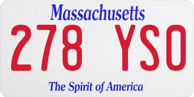 MA license plate 278YS0