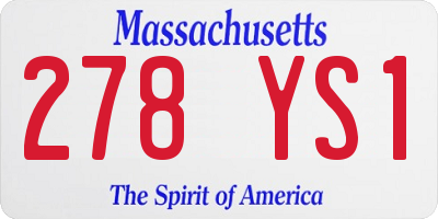MA license plate 278YS1