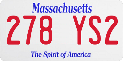 MA license plate 278YS2