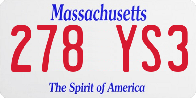MA license plate 278YS3