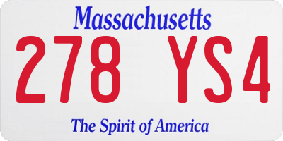 MA license plate 278YS4