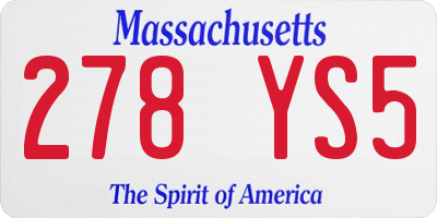 MA license plate 278YS5