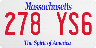 MA license plate 278YS6